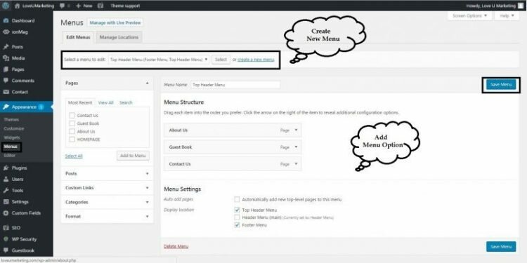 Wordpress Menu