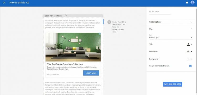 New In Article Google AdSense
