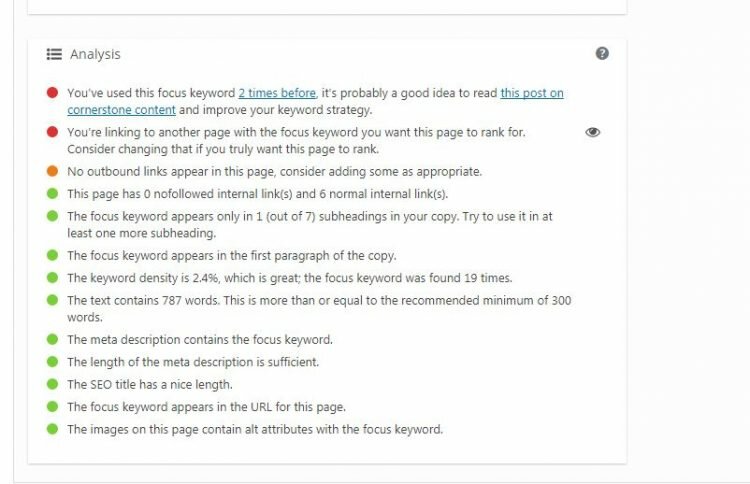 Analysis for Yoast Plugin