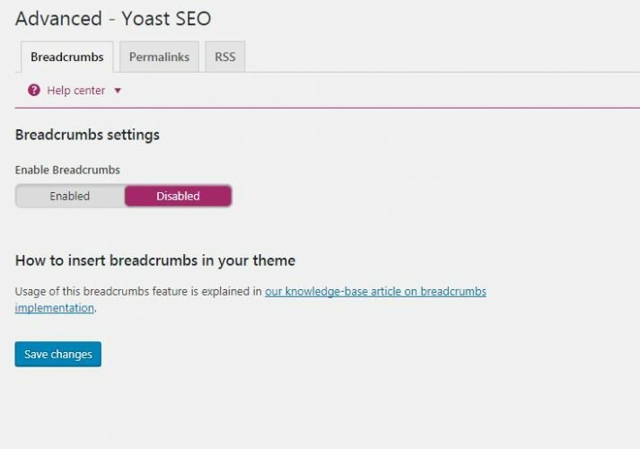 BreadCurmbs Setting in Yoast