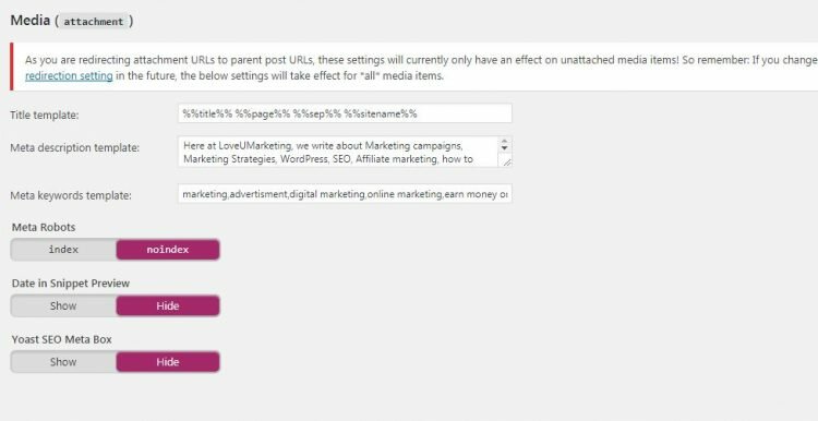 Media Setting of Yoast