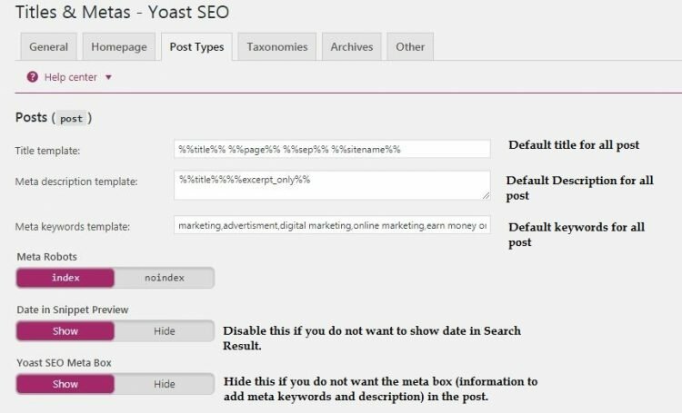 Meta for Post in Yoast