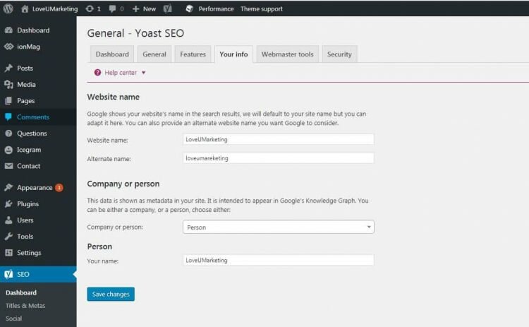 Yoast SEO Website Information Guide