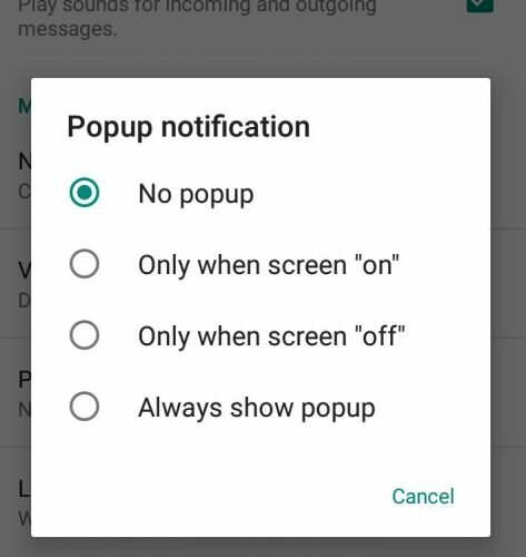 Push Up Notification of WhatsApp