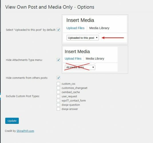 View Own Post and Media Files Only