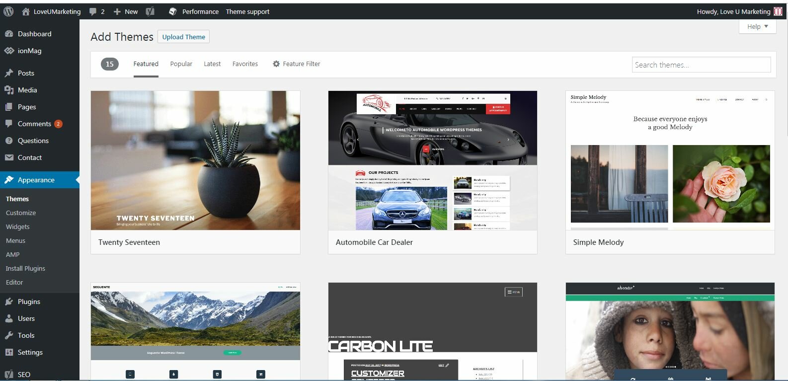 Change WordPress default Theme