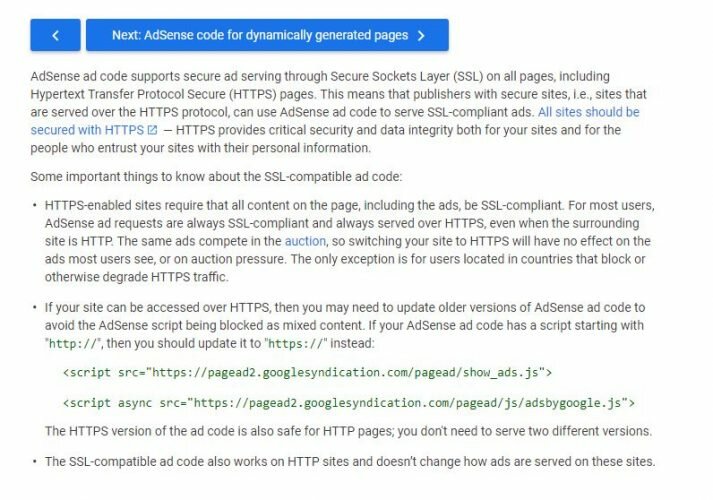 AdSense Code on HTTPS Enabled Sites