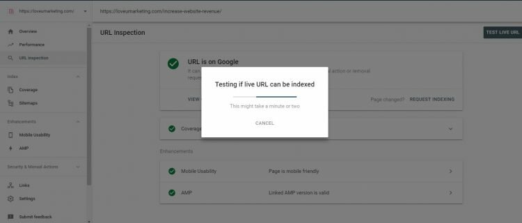 Indexing URL Link in Google Search Console