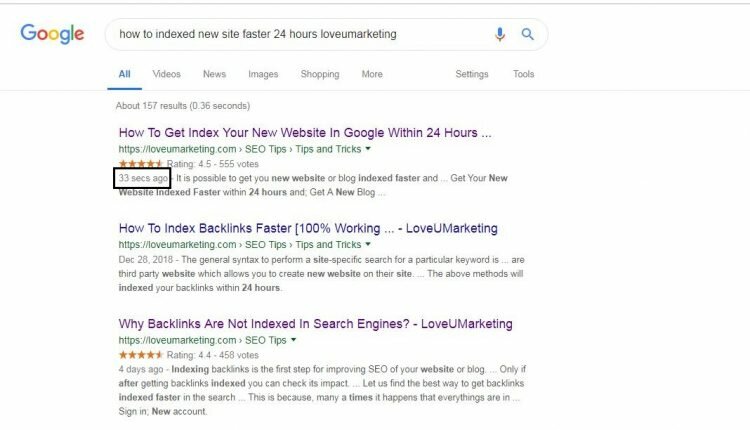 index new blog posts instantly within second